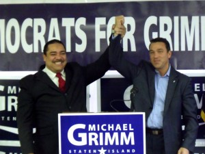 Democrat Rev. Erick Salgado and Republican Congressman Michael Grimm. (Photo: Jillian Jorgensen)