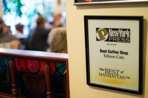 According to Mr. Mason, the coffee's better at Café Edison. (Photo credit:Julius Motal/New York Observer)