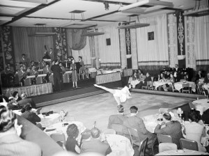 An ice skater performs on the indoor rink, a popular place for ice spectaculars in the 1930s and 40s. (Hotel archives)