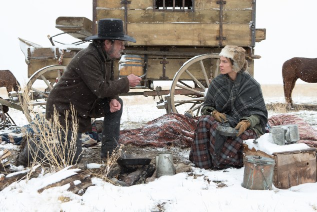 Tommy Lee Jones and Kieran Fitzgerald in The Homesman.
