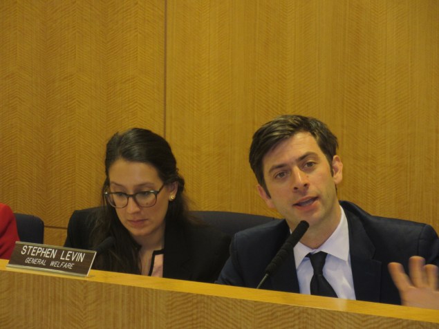 Councilman Stephen Levin, right, today (Photo: Will Bredderman).