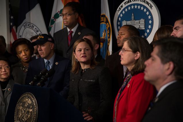 Council Speaker Melissa Mark-Viverito with Council colleagues. (Photo: William Alatriste/NYC Council)