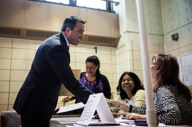 Congressman Michael Grimm votes in November. (Photo: Andrew Burton/Getty Images)