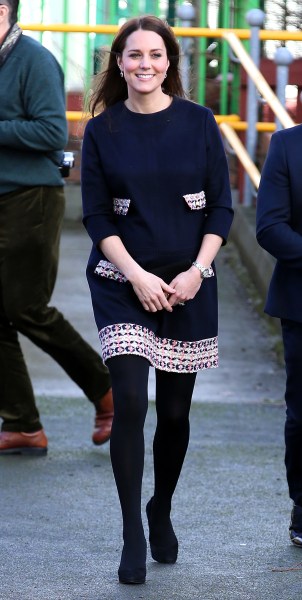 The Duchess stepped out in an over-embellished dress today. (Photo via Getty)