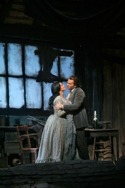 Angela Gheorghiu as Mimì and Michael Fabiano as Rodolfo in Puccini's La Boheme. (Photo: Ken Howard/Metropolitan Opera)