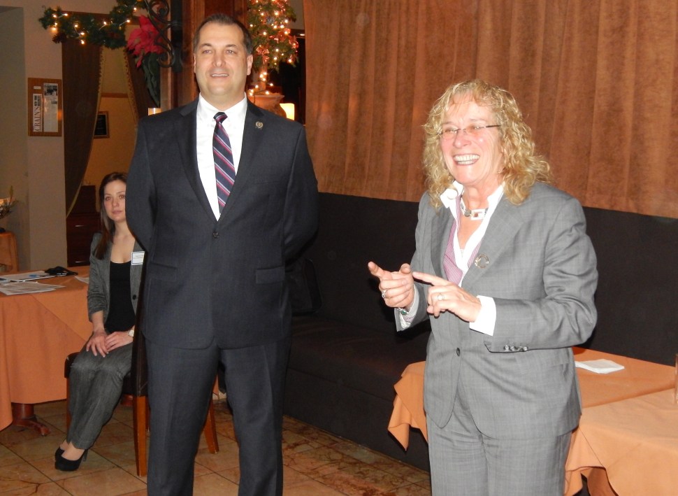 Assemblyman Joe Danielsen (D-17) and Somerset County Democratic Chair Peg Schaffer at Danielsen's New Brunswick fundraiser this week.
