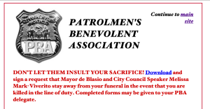 A screengrab from the Patrolmen's Benevolent Association website. 