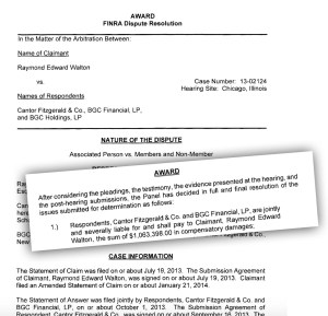 GFI brokers have expressed concerns about whether their compensation, including Restricted Stock Units, will be fully honored by BGC. Last week, BGC was ordered to pay a former employee more than $1 million in compensation he said he had earned. (Screencap FINRA)