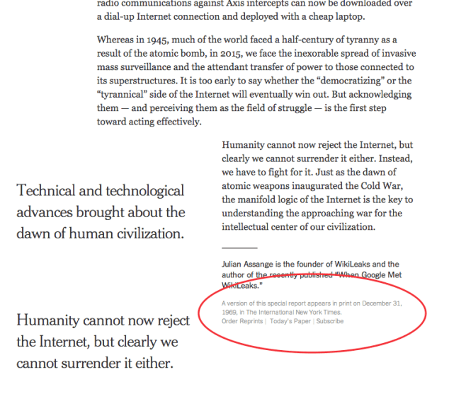 Julian Assange in The New York Times
