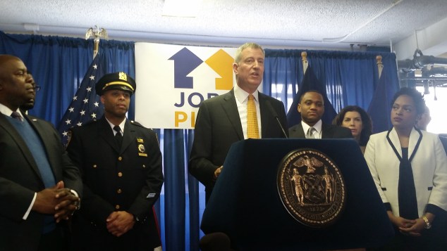 Mayor Bill de Blasio today. (Ross Barkan/New York Observer)
