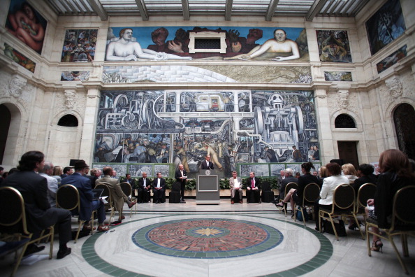 A press conference was held at the Detroit Institute of Arts last July to announce that $26.8 million in pledges were made by Michigan businesses to the DIA to help it reach its $100 million Detroit Bankruptcy Grand Bargain commitment. (Photo by Bill Pugliano/Getty Images)
