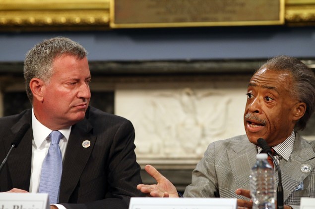 Mayor Bill de Blasio with Rev. Al Sharpton last year at City Hall. (Photo: Spencer Platt/Getty Images)
