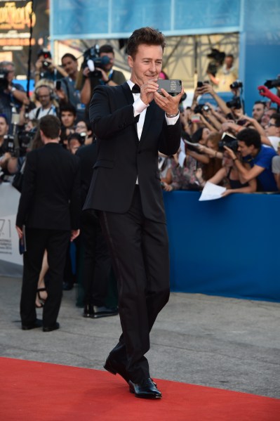 Edward Norton, possibly taking a selfie. (Photo via Getty)