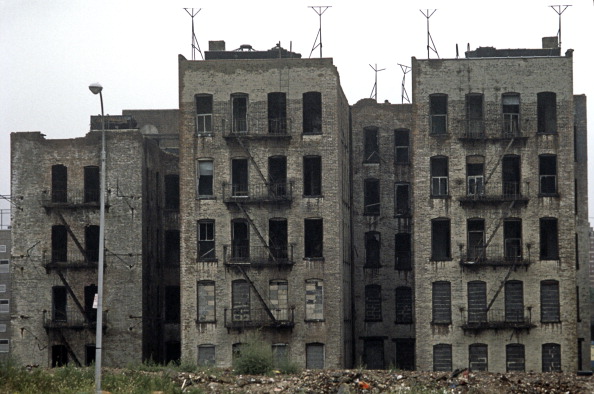 Abandoned South Bronx tenement blocks in 1977.