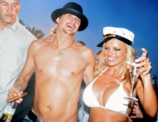 Pamela Anderson and Kid Rock in what must be the most rock-and-roll wedding, if not the most tasteful, of all time, in Saint Tropez. (Photo via Getty)