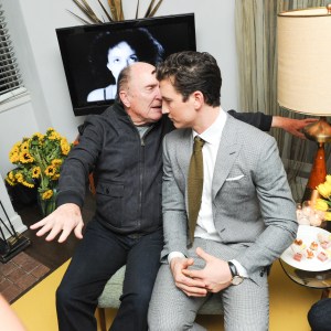 Robert Duvall imparts wisdom to the young actor Miles Teller at the W magazine and Dom Perignon Golden Globes party. (Photo courtesy Billy Farrell)