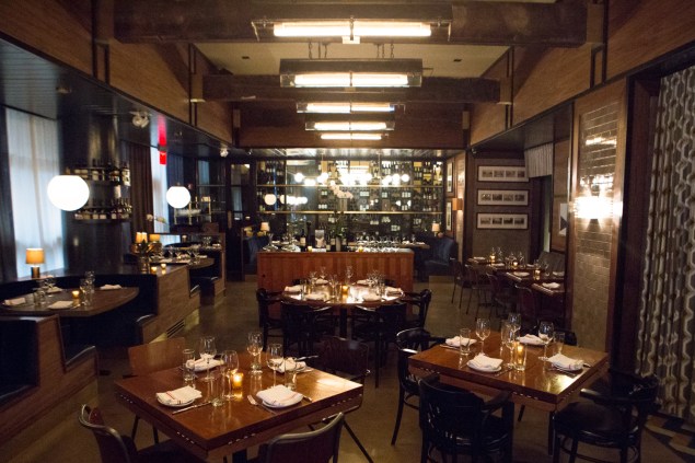 The restaurant's sleek interior, located in the 