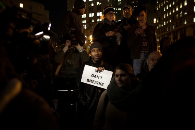 Protesters denouncing the Eric Garner grand jury decision in December. (Photo: Daniel Cole)