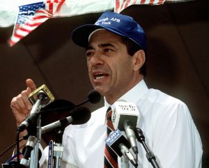 Governor Cuomo speaking at a rally in 1991. (Wikipedia)