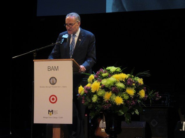 U.S. Senator Charles Schumer speaks today (Photo: Will Bredderman).