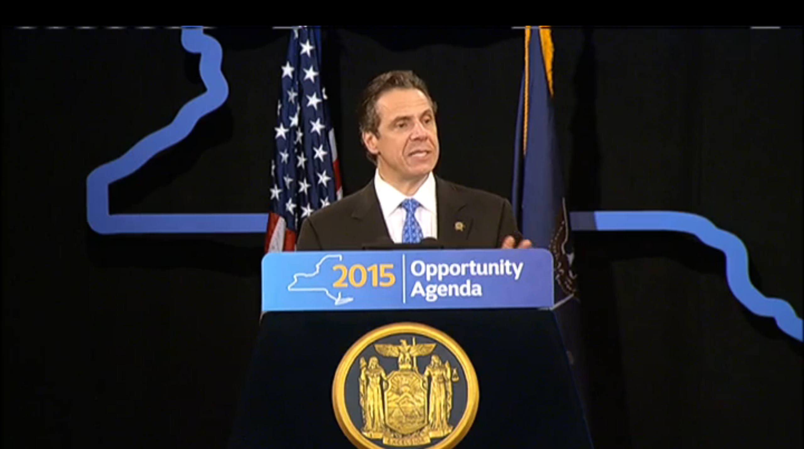 Gov. Andrew Cuomo during his speech today. (Screenshot: Governor's Office)