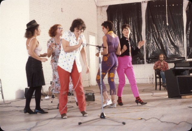 Performance group Disband plays at MoMA PS1 in 1979, part of the "Martha Wilson" exhibition at Pratt Manhattan Gallery. (Photo courtesy courtesy Independent Curators International and the artist)