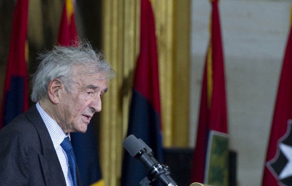 Holocaust survivor Elie Wiesel speaks during a National Days of Remembrance commemoration ceremony for the Holocaust in the Rotunda of the US Capitol in Washington, DC, May 17, 2011.(Photo: Saul Loeb /Getty Images)