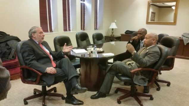 Assemblyman Dov Hikind with Assembly Speaker Carl Heastie in Borough Park, Brooklyn yesterday. (Photo: Hikind Office)
