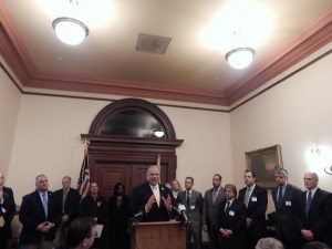 Sweeney unveils a new plan for patient-centered public healthcare are a Thursday press conference in Trenton.