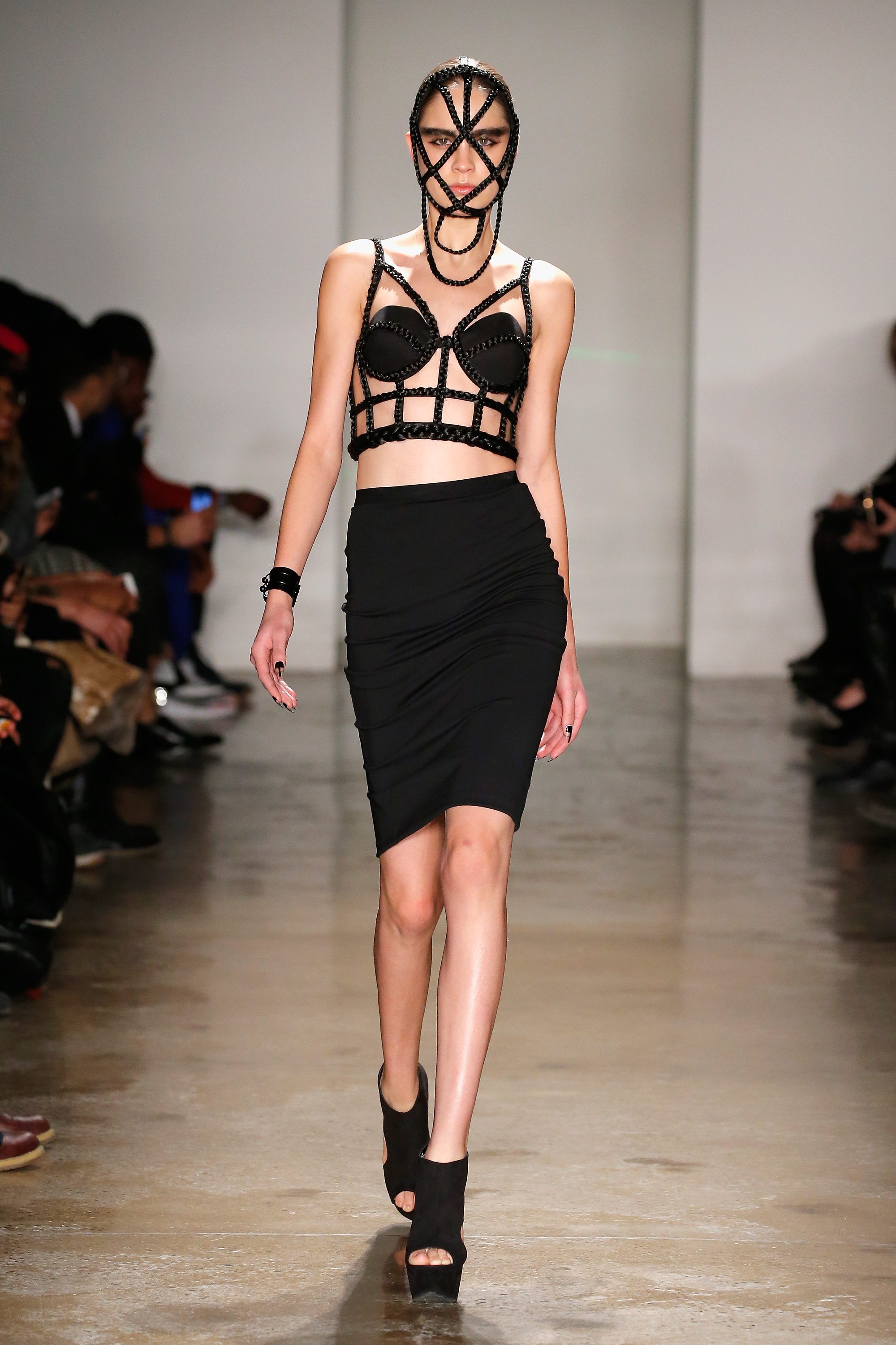 At Chromat, even the models' headgear showed hints of BDSM (Photo: Getty).