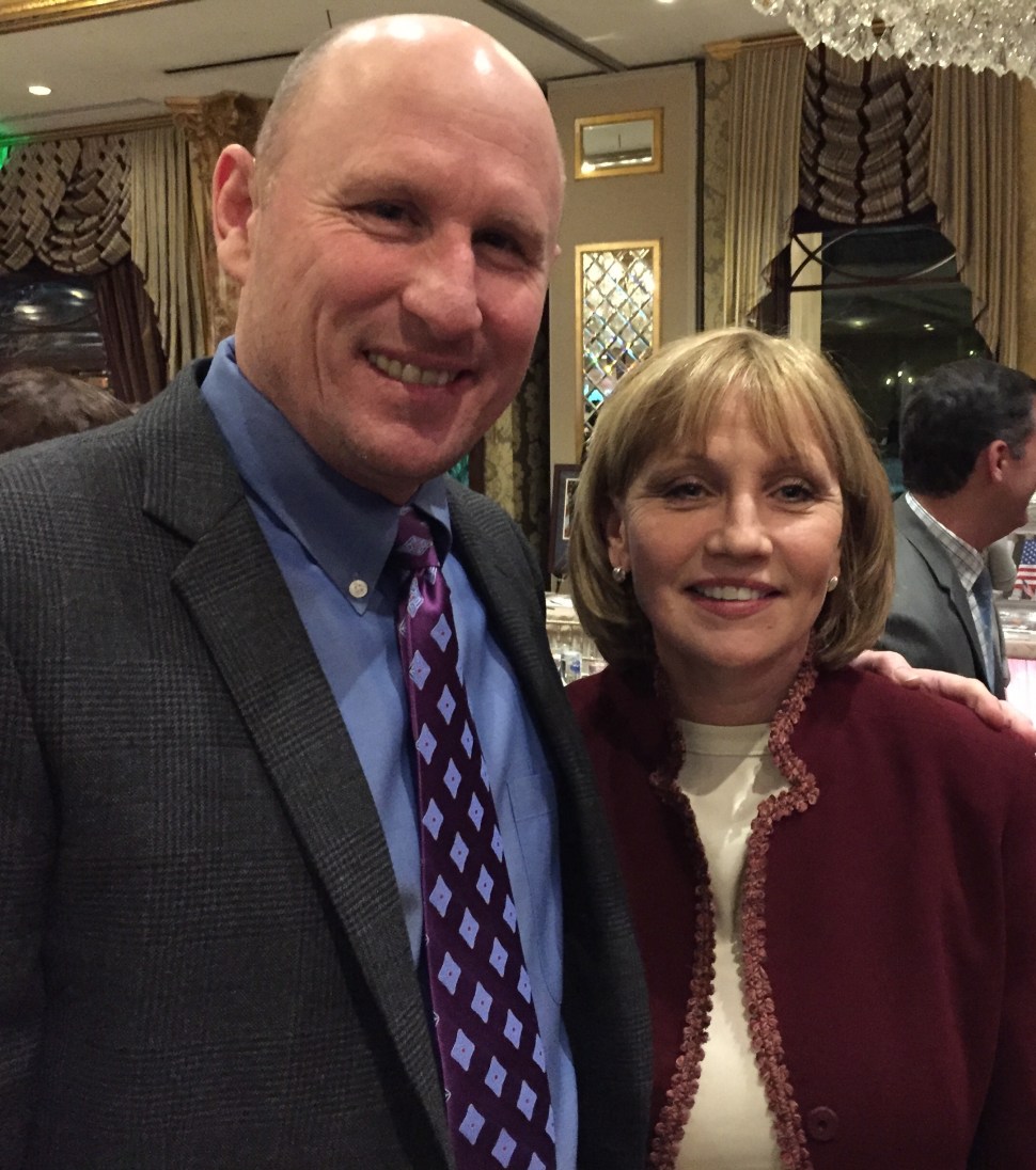 Guadagno last night with former New York Giants punter Jeff Feagles.