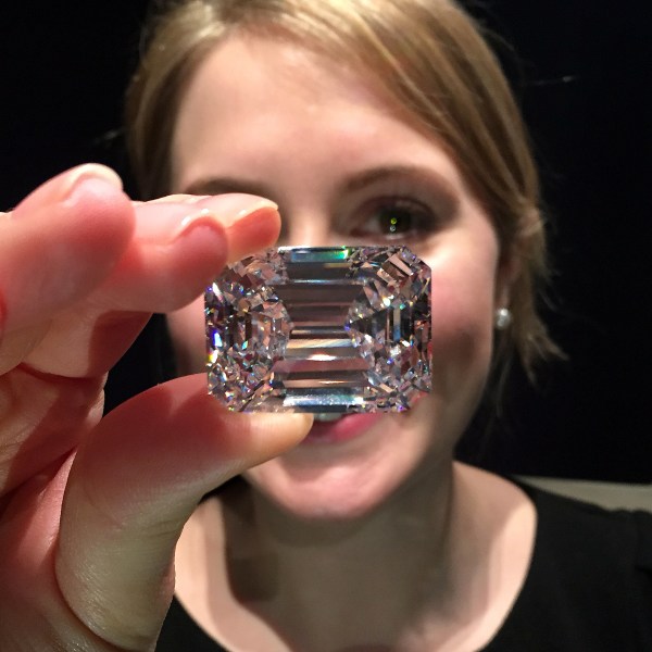 The 100-carat Emerald-cut perfect diamond is one of only five similar stones to be sold at auction. (Courtesy Sotheby's)