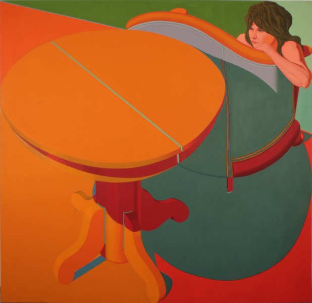 Jack Beal, Sondra with Table (1970). (Courtesy George Adams Gallery) 
