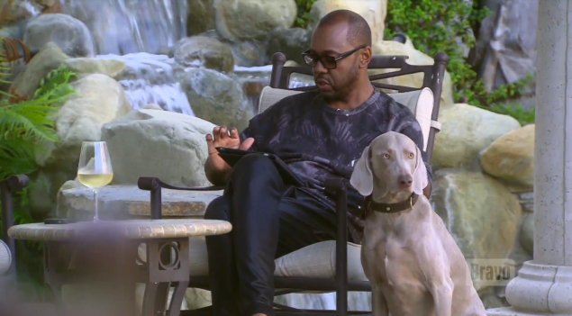 He also has a fancy ass dog and an iPad and drinks wine in the DAYTIME. (Photo: Bravo)
