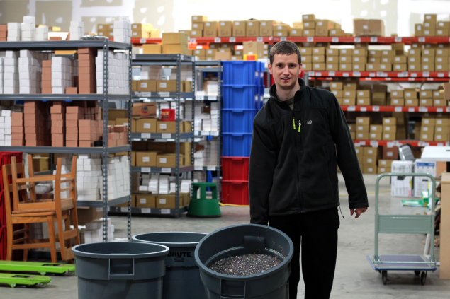 Mr. Boychuk with a bucket of glitter. (Photo: Peter Boychuk