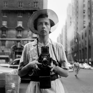 Vivian Maier carried her Rolleiscope looped around her neck. (©Vivian Maier/Maloof Collection, Courtesy Howard Greenberg Gallery, New York)