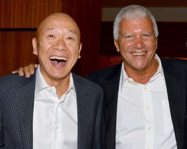 Masa Takayama and Larry Gagosian at Kappo Masa. (Photo courtesy Patrick McMullan)