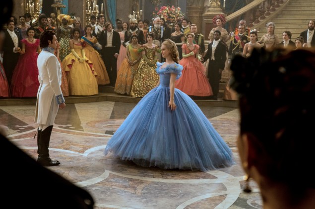 Lily James stars as Cinderella.