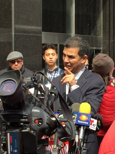 Councilman Ydanis Rodriguez addressing the crowd in support of the DREAM Act (Ben Shapiro/New York Observer)