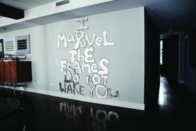 Wall decor in the home of Jason Pomeranc
