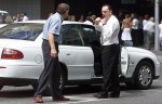 Two motorists in dispute over a traffic incident.