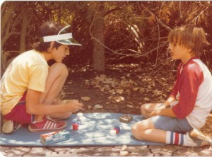 Wizard as Apprentice:  picture of Mike (on left), playing poker with his younger brother.  Note who has more chips. This is how Michael killed time on camping trips. (Photo: Michael Shackleford) 