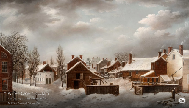 Francis Guy, "Winter Scene in Brooklyn" (1819–20) (Screen shot via Google Art Project).