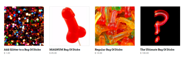 The offerings on Ship a Bag of Dicks. (Photo: shipabagofdicks.com)