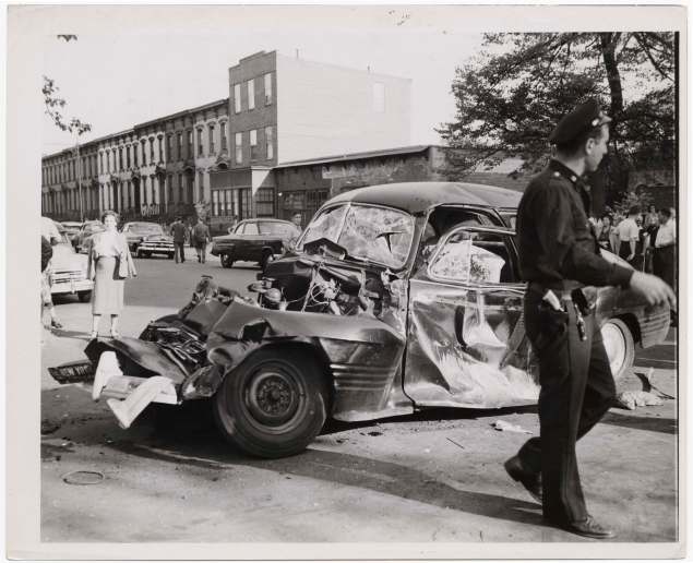 "Car and truck collision," by Weegee ca. 1947. (Photo courtesy of ICP)