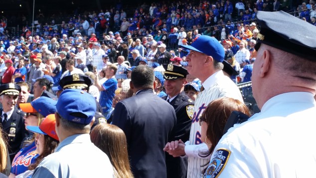 Mayor Bill de Blasio shortly before he was booed today. (Photo: Ross Barkan/New York Observer)