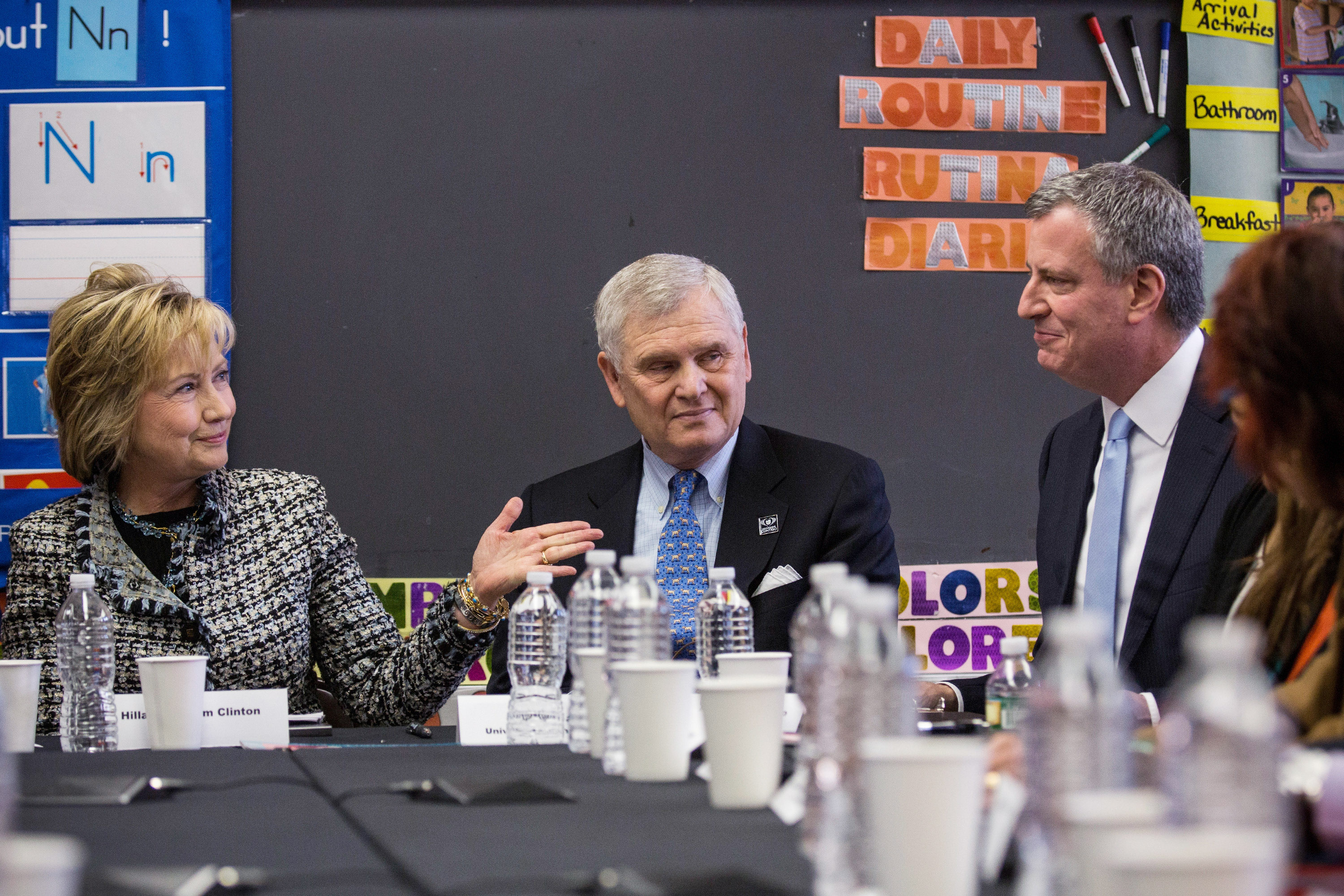 Mayor Bill de Blasio with former Secretary of State Hillary Clinton in 2014.