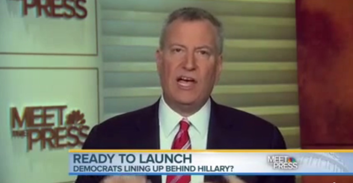 Mayor Bill de Blasio on "Meet the Press" the day Ms. Clinton announced, not endorsing her.
