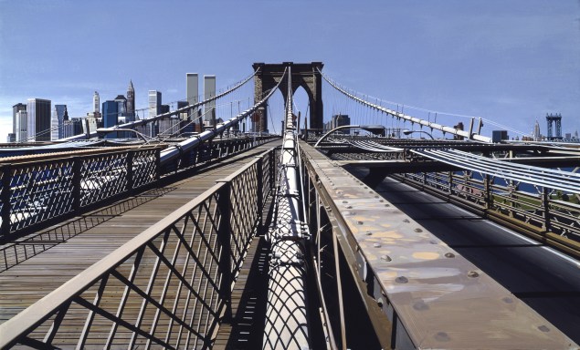 Richard Estes, Brooklyn Bridge, (1993). (Courtesy of Ann and Donovan Moore © Richard Estes,courtesy Marlborough Gallery, New York)