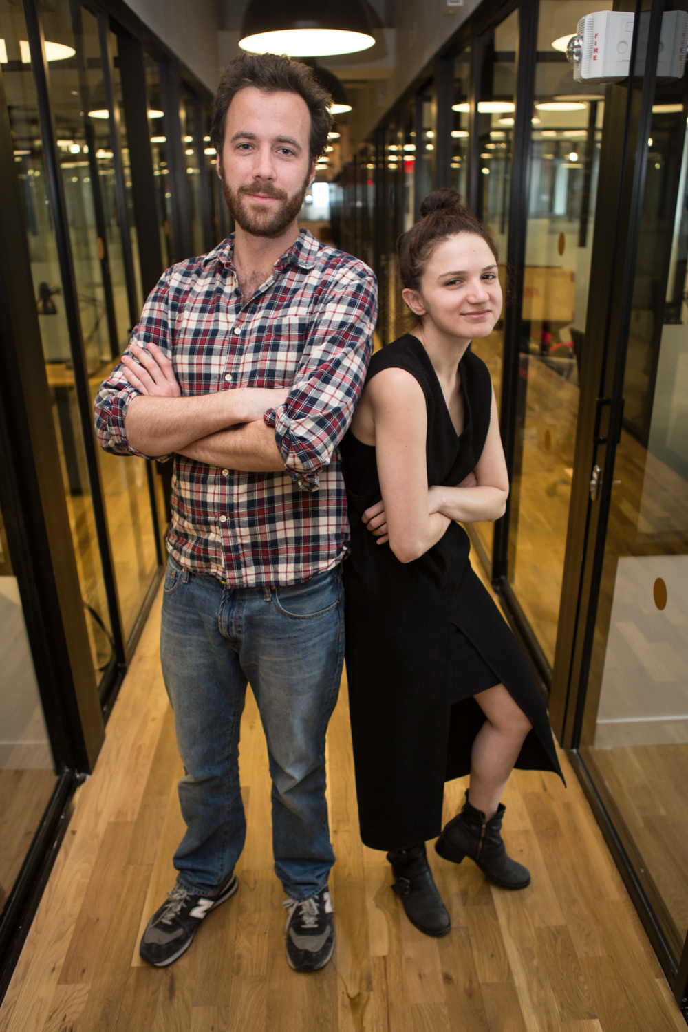 Miles Klee, who took over the "LOL" section after Cooper Fleishman's exit, and EJ Dickson, the Daily Dot's first Lifestyle Editor. (Photo: Arman Dzidzovic/New York Observer) 